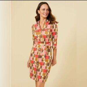XS J McLaughlin Brynn Vibrant Long Sleeve Geometric Dress
